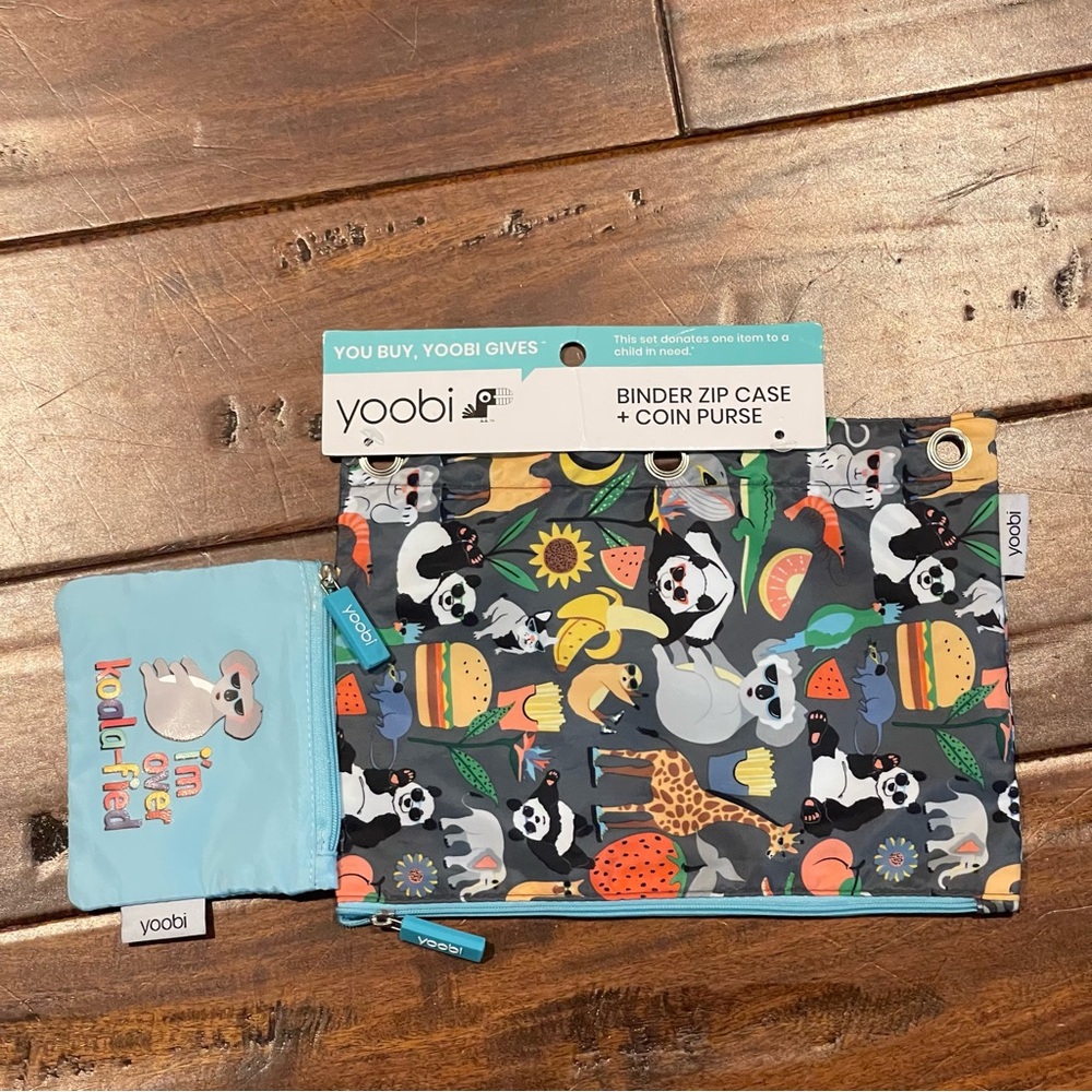 Yoobi Binder Zip Case + Mini Pouch Animals